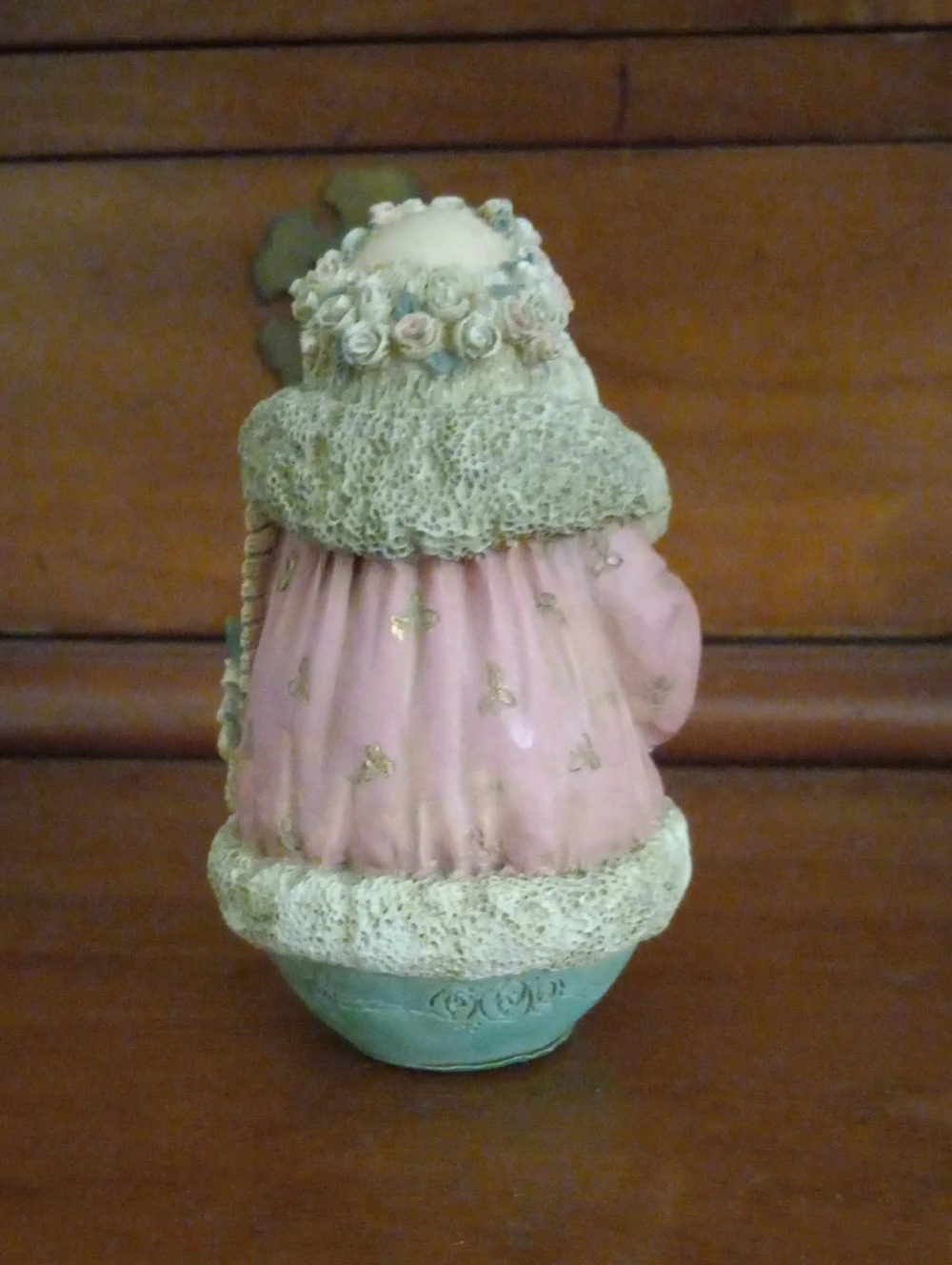 Midwest Importers Vintage Roly Poly Santa with Roses Pink Figurine 4